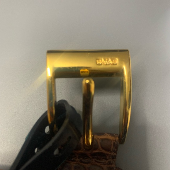 Ralph Lauren Leather Croc Brown Gold Buckle Belt M NWT - Picture 5 of 8